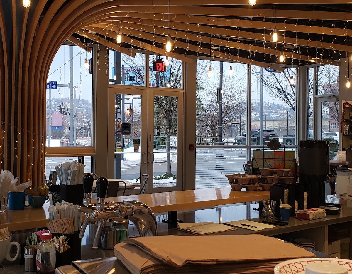 Interior of La Prima Espresso Company - Downtown, specialty coffee shop in Pittsburgh