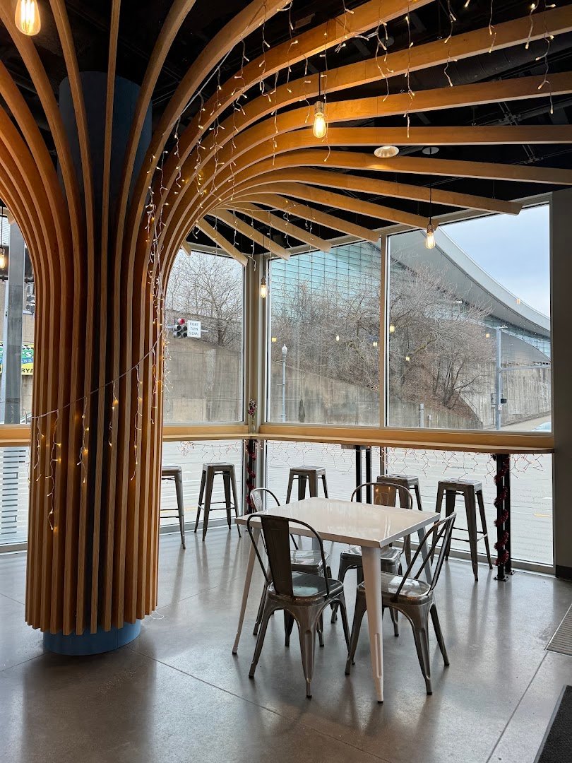 Interior of La Prima Espresso Company - Downtown, specialty coffee shop in Pittsburgh