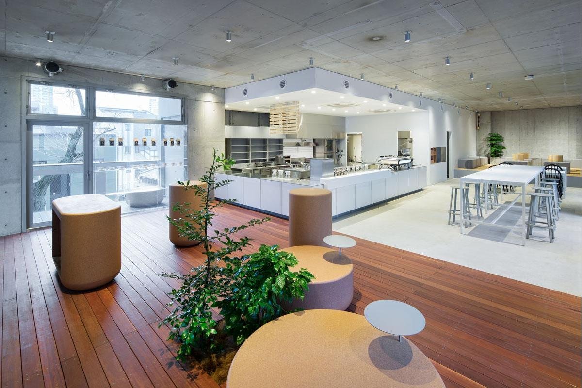 Interior of Blue Bottle Coffee Aoyama, specialty coffee shop in Tokyo