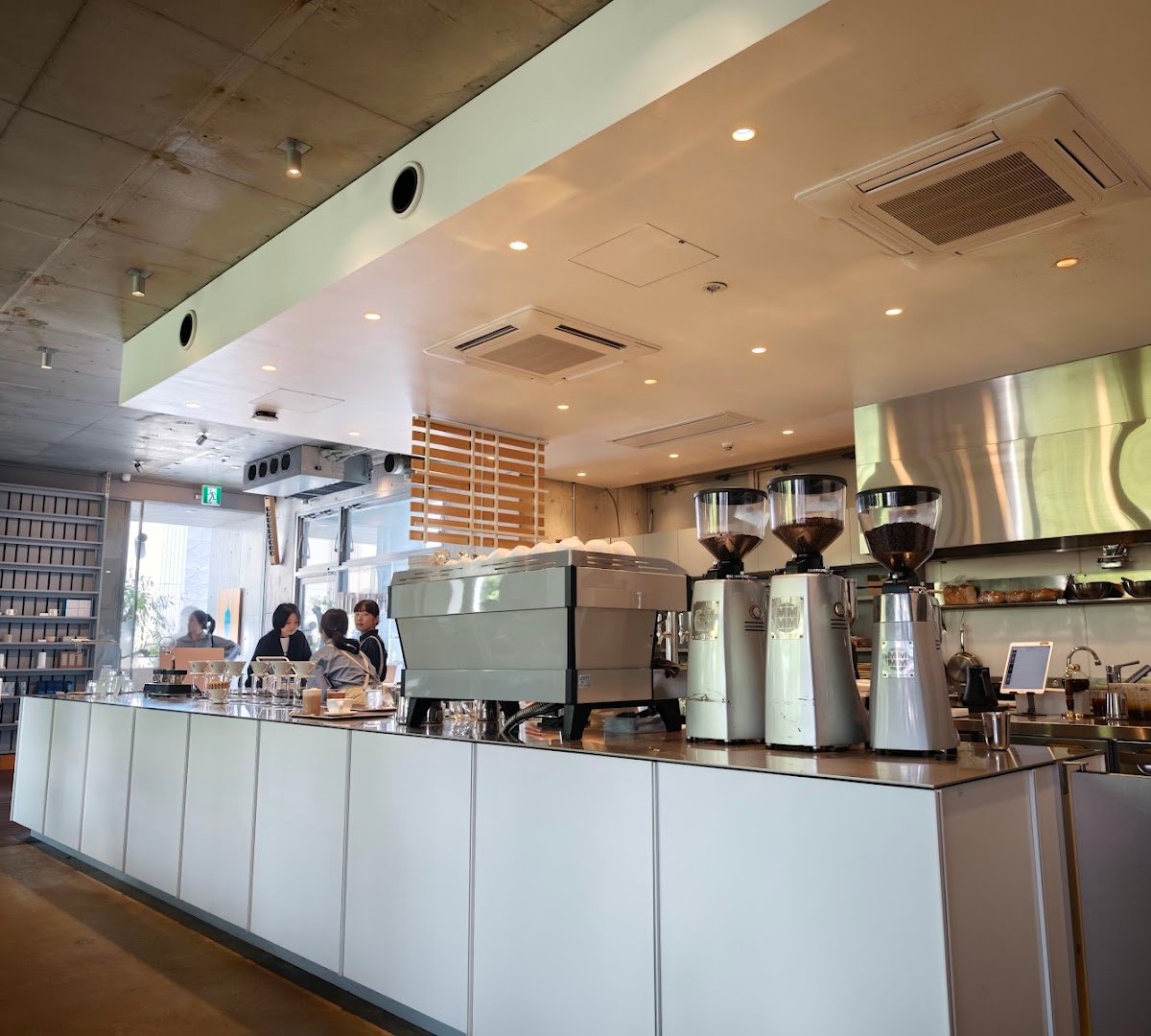 Interior of Blue Bottle Coffee Aoyama, specialty coffee shop in Tokyo