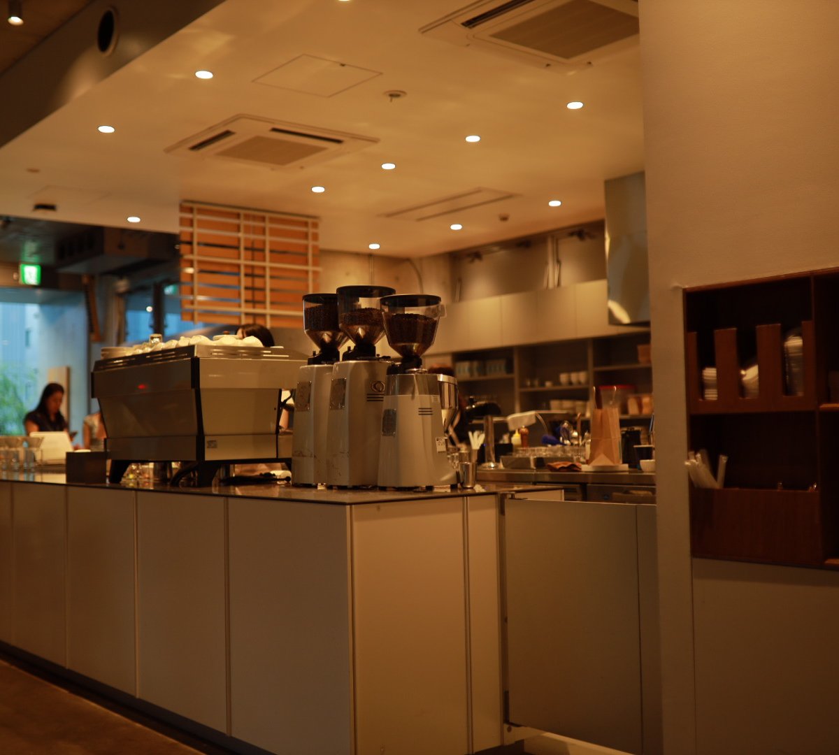 Interior of Blue Bottle Coffee Aoyama, specialty coffee shop in Tokyo