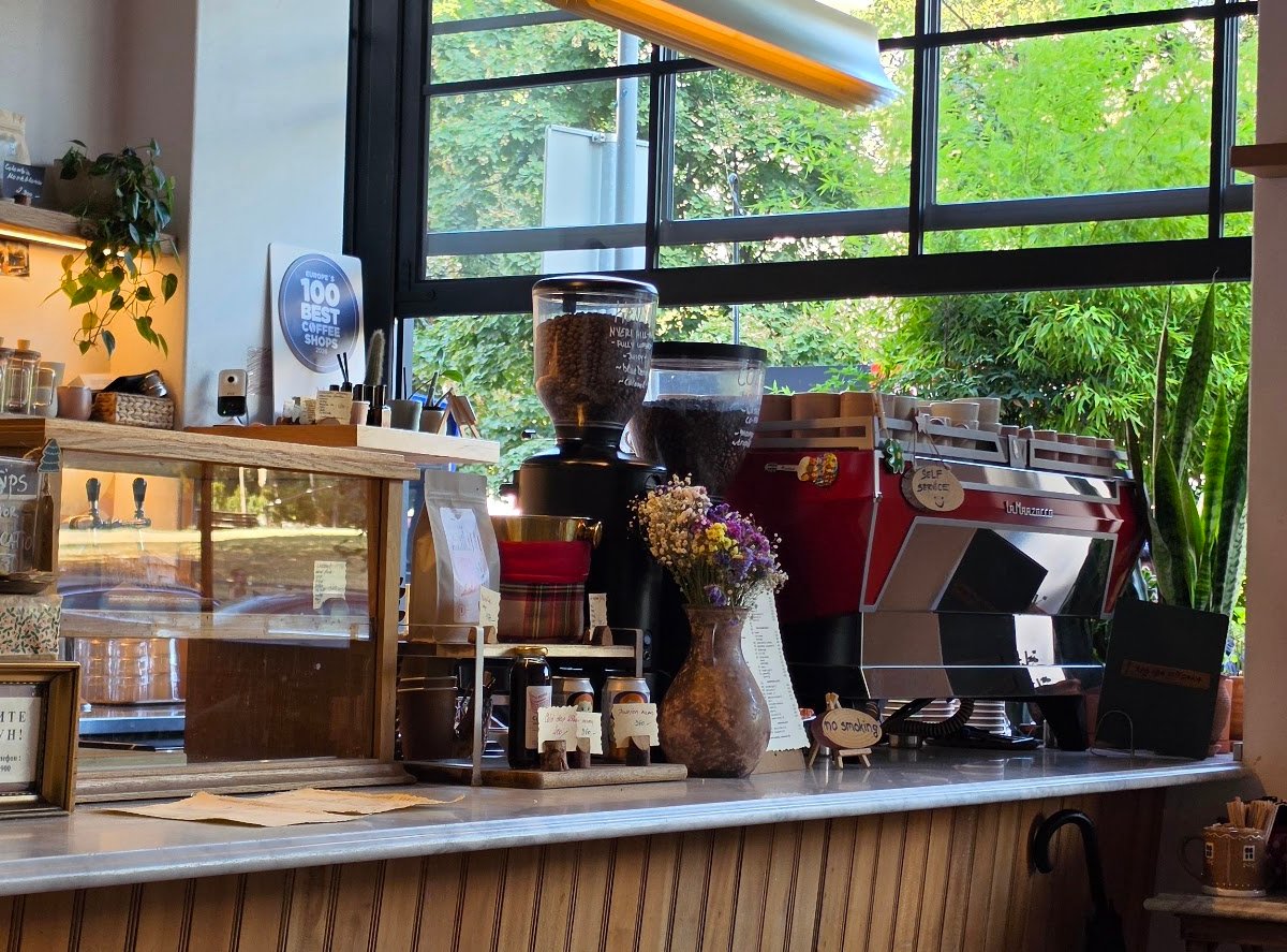 Interior of Hotel Beograd Café, specialty coffee shop in Belgrade