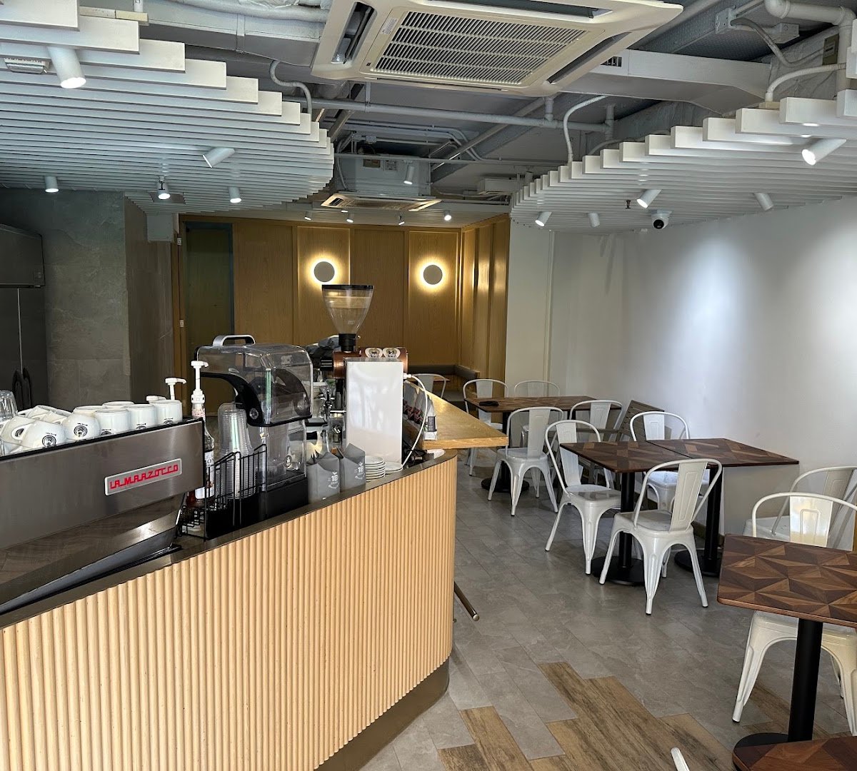 Interior of 18 Grams, specialty coffee shop in Hong Kong