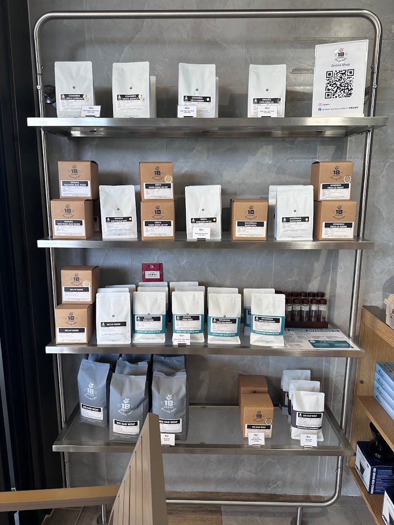 Interior of 18 Grams, specialty coffee shop in Hong Kong