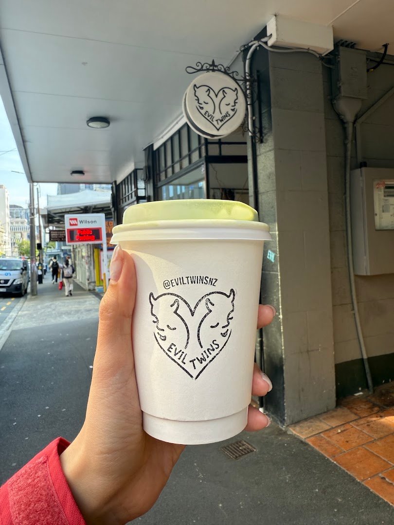 Storefront of Evil Twins Coffee, specialty coffee shop in Wellington