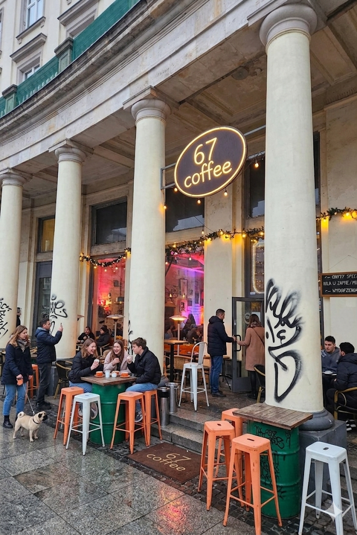 Storefront of Coffee Karma, specialty coffee shop in Warsaw