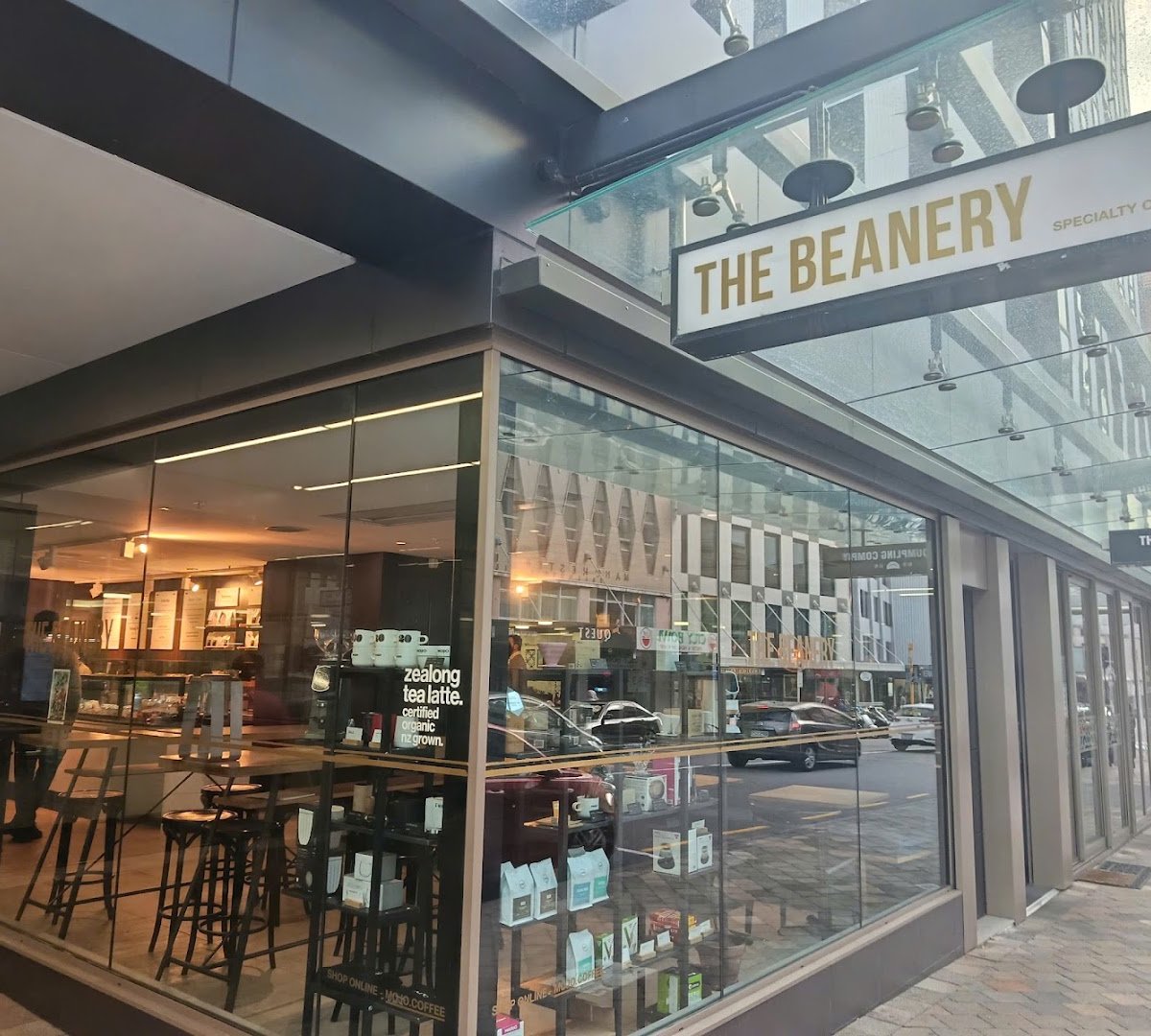 Storefront of The Beanery by Mojo, specialty coffee shop in Wellington