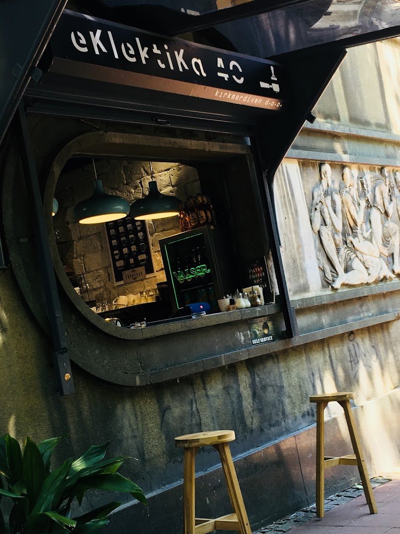 Storefront of eklektika 40, specialty coffee shop in Belgrade