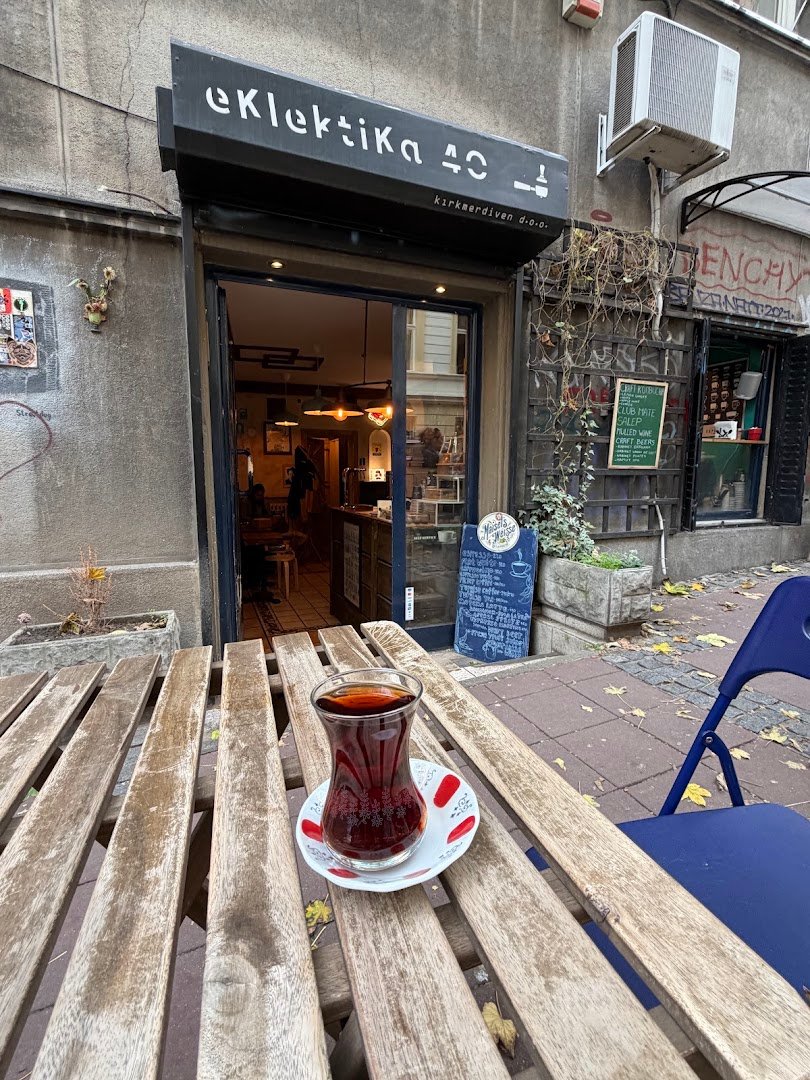 Storefront of eklektika 40, specialty coffee shop in Belgrade