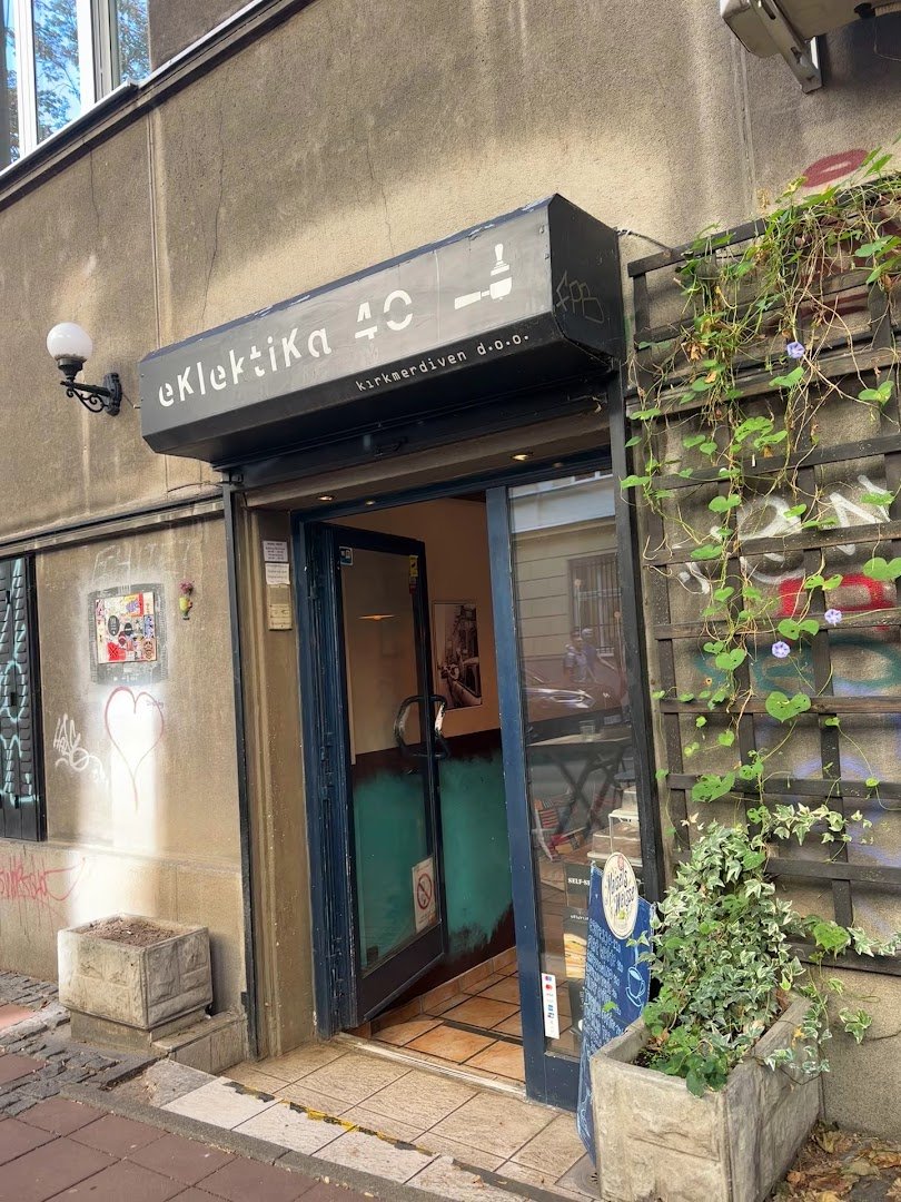 Storefront of eklektika 40, specialty coffee shop in Belgrade