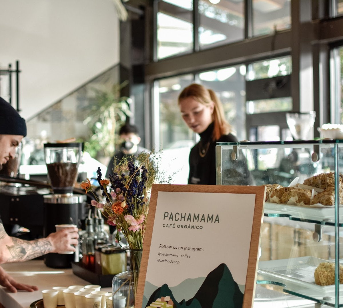 Interior of Pachamama Coffee, specialty coffee shop in Sacramento