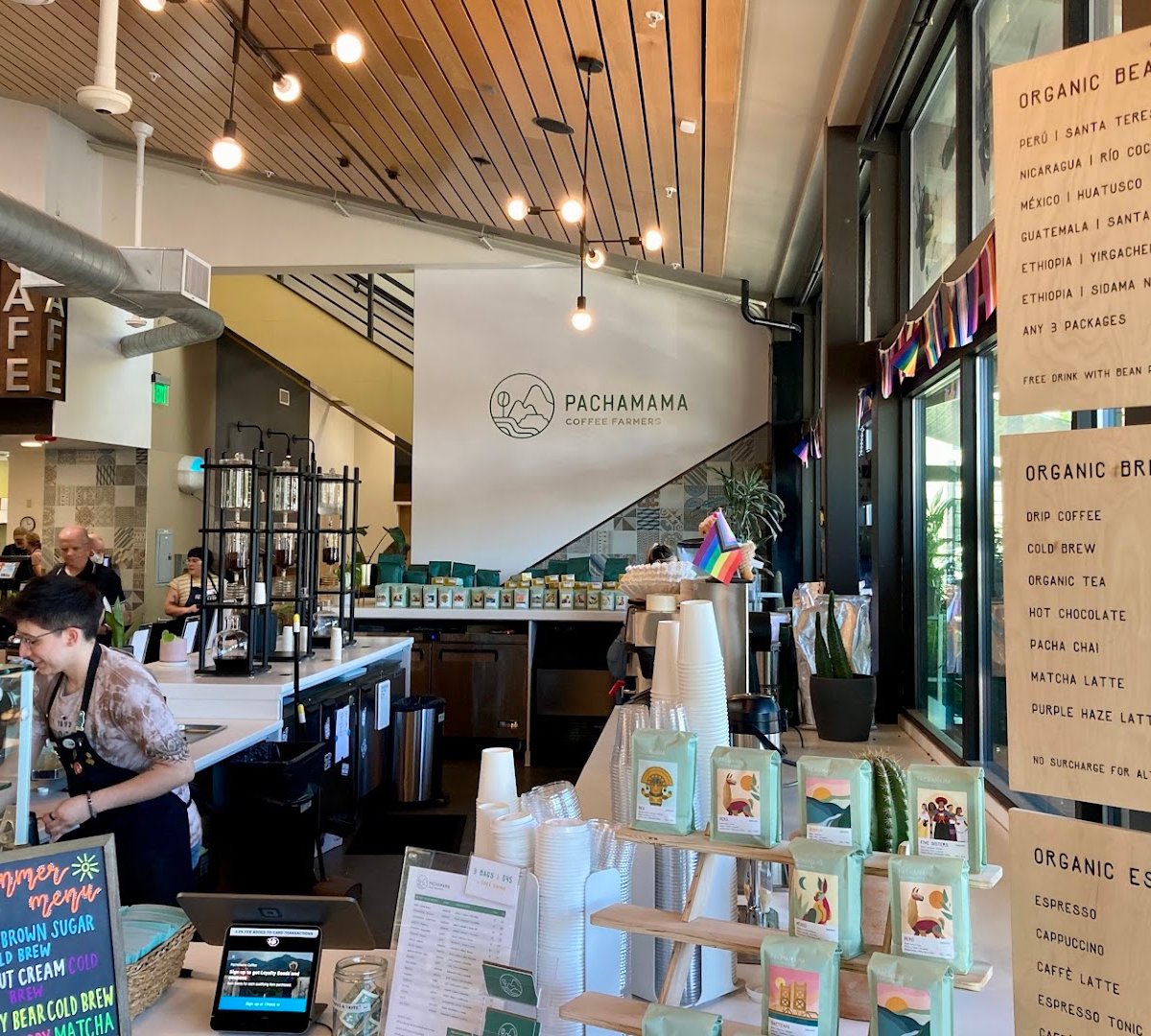 Interior of Pachamama Coffee, specialty coffee shop in Sacramento