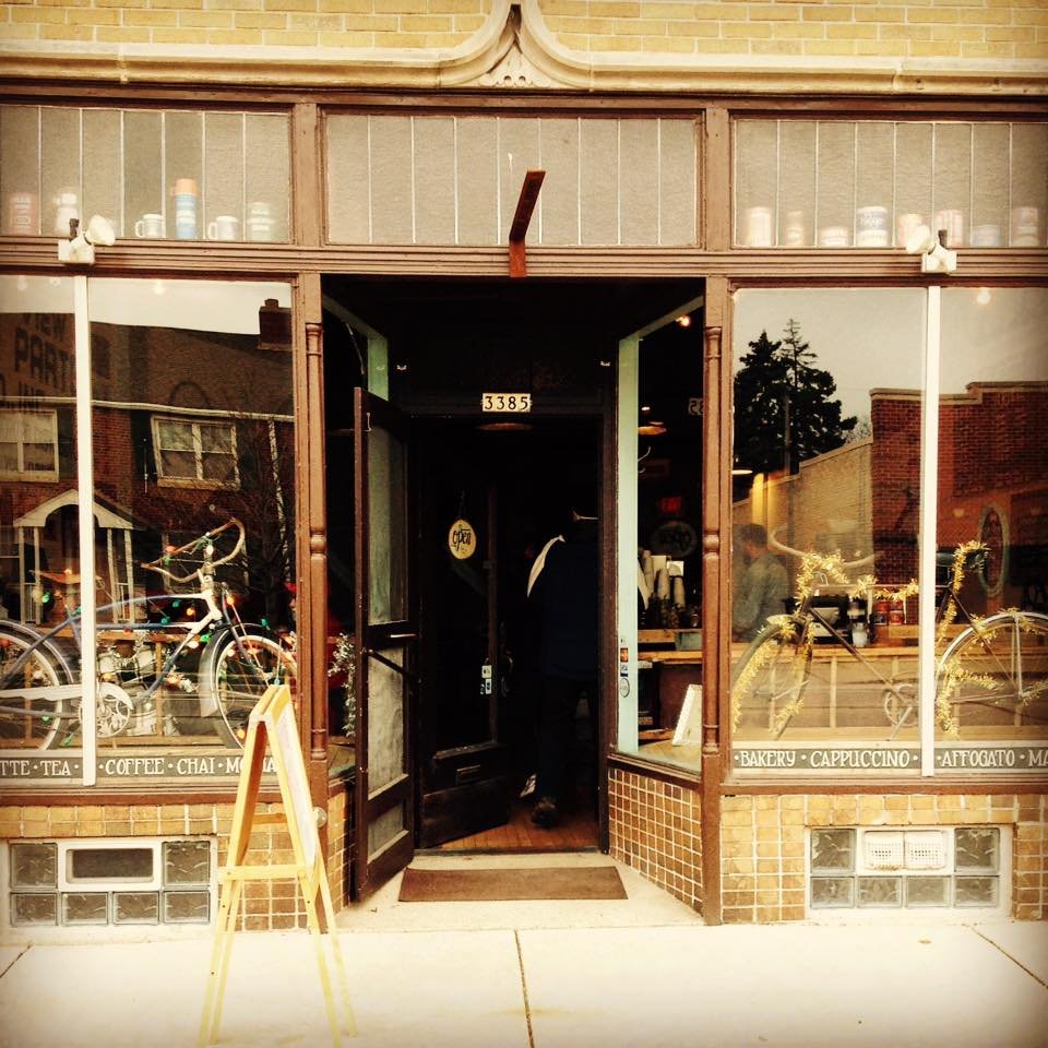 Storefront of Sprocket Cafe, specialty coffee shop in Milwaukee