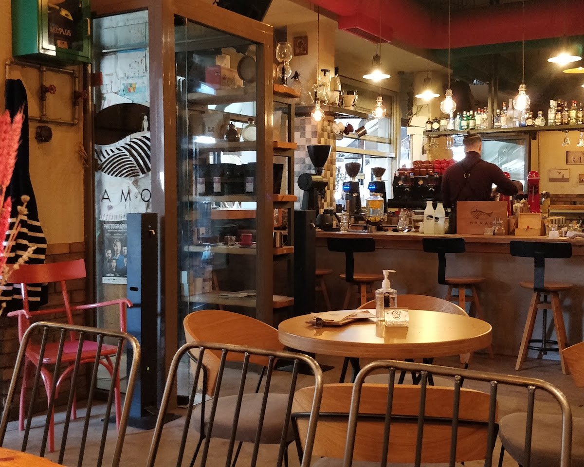 Interior of Nomad, specialty coffee shop in Athens