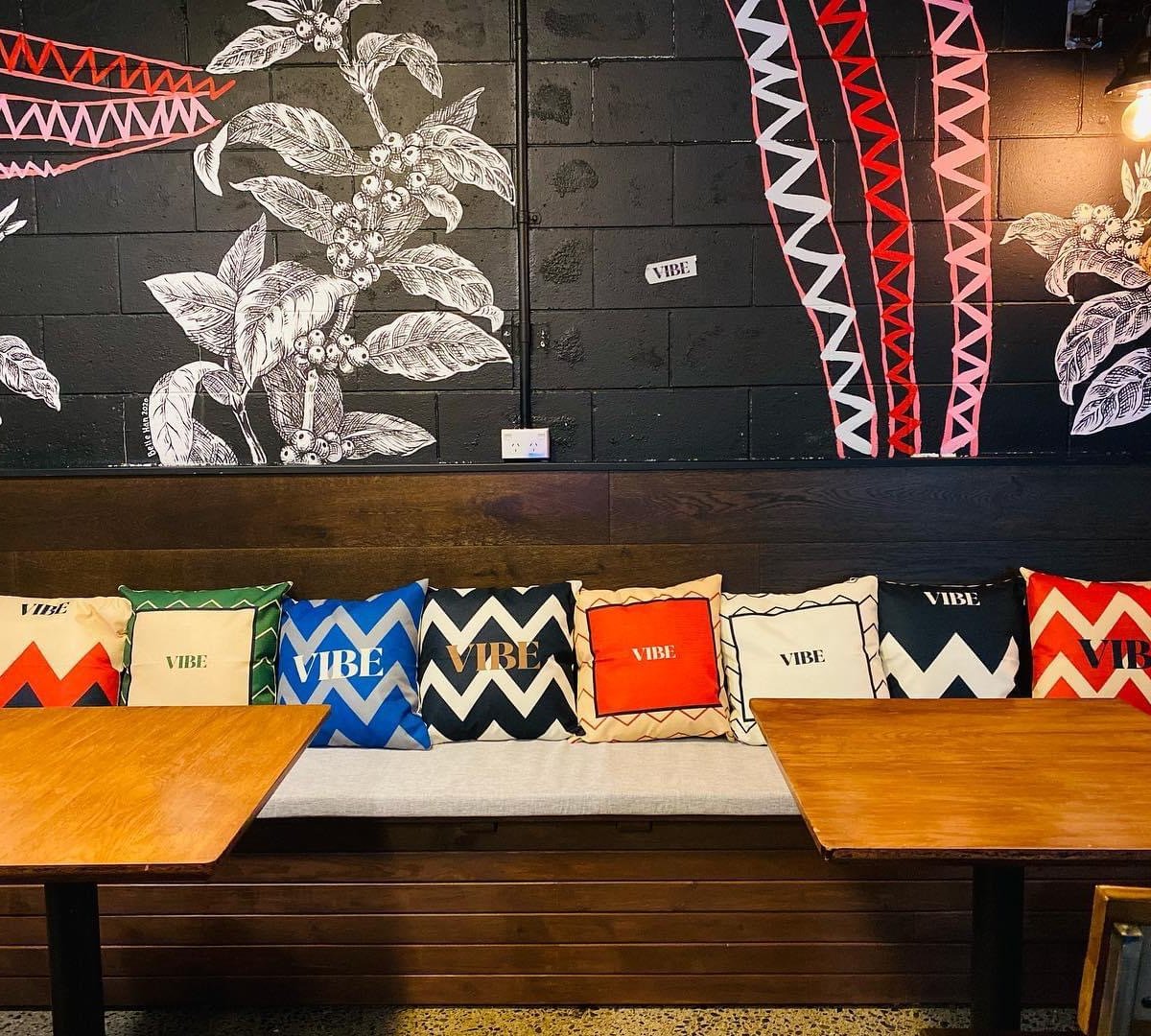 Interior of VIBE Coffee Roasters, specialty coffee shop in Auckland