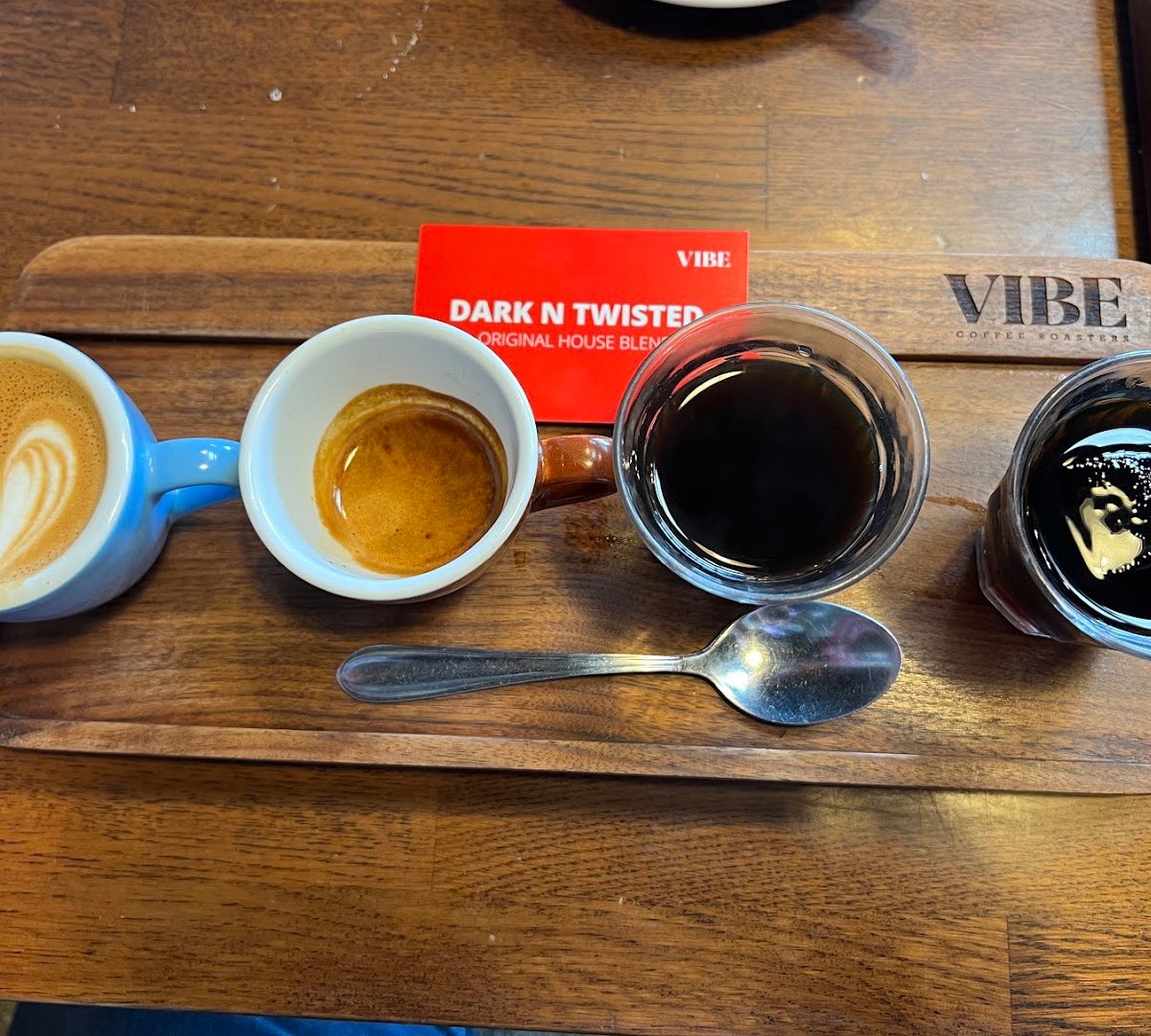 Coffee at VIBE Coffee Roasters, specialty coffee shop in Auckland