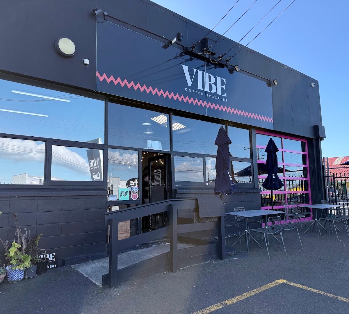 Storefront of VIBE Coffee Roasters, specialty coffee shop in Auckland