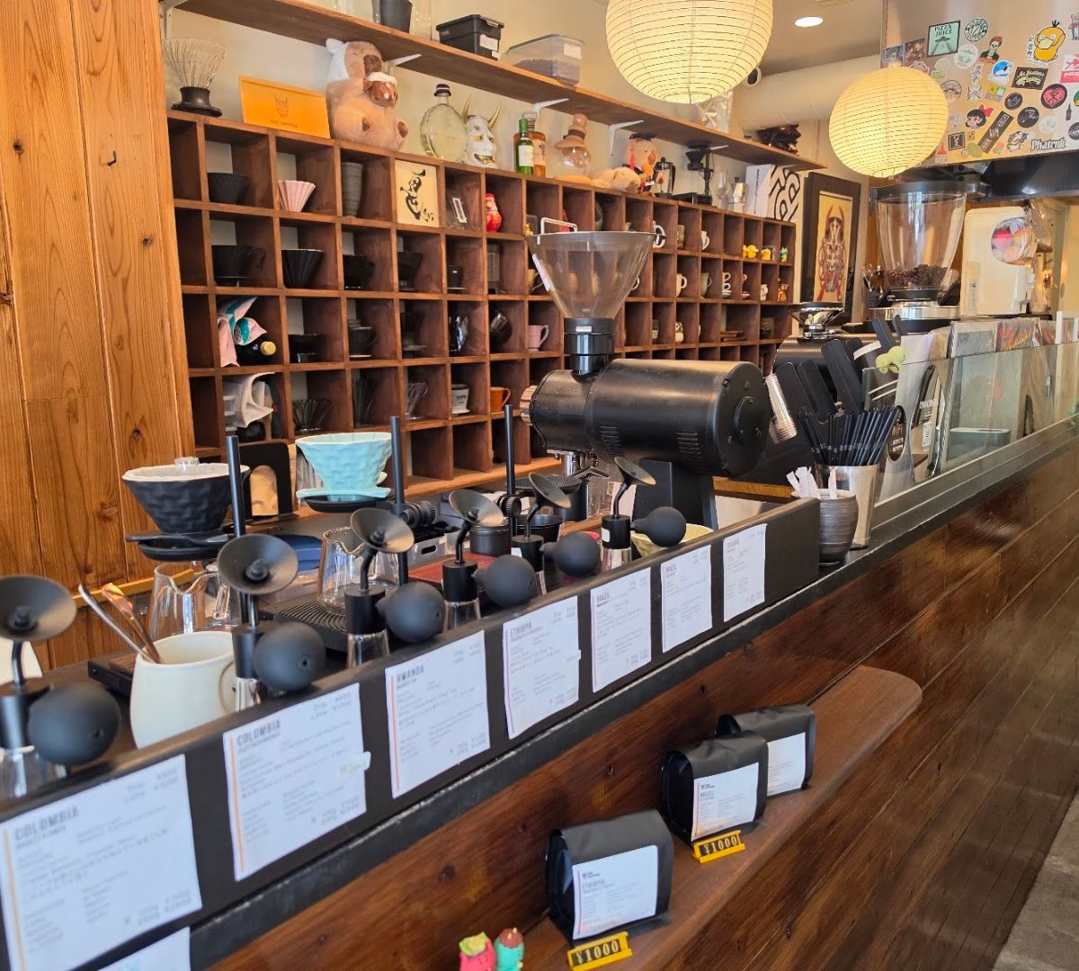 Interior of Oni Coffee, specialty coffee shop in Osaka
