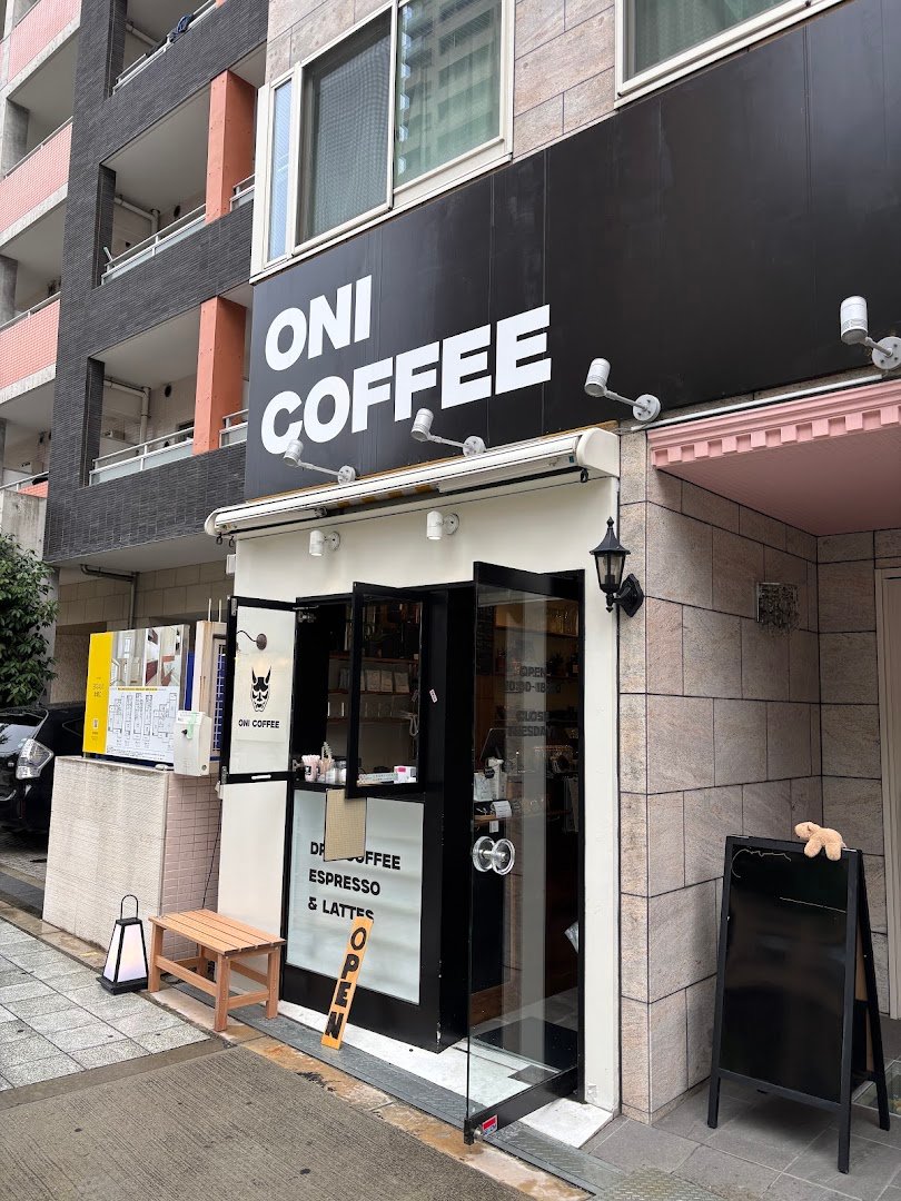 Storefront of Oni Coffee, specialty coffee shop in Osaka