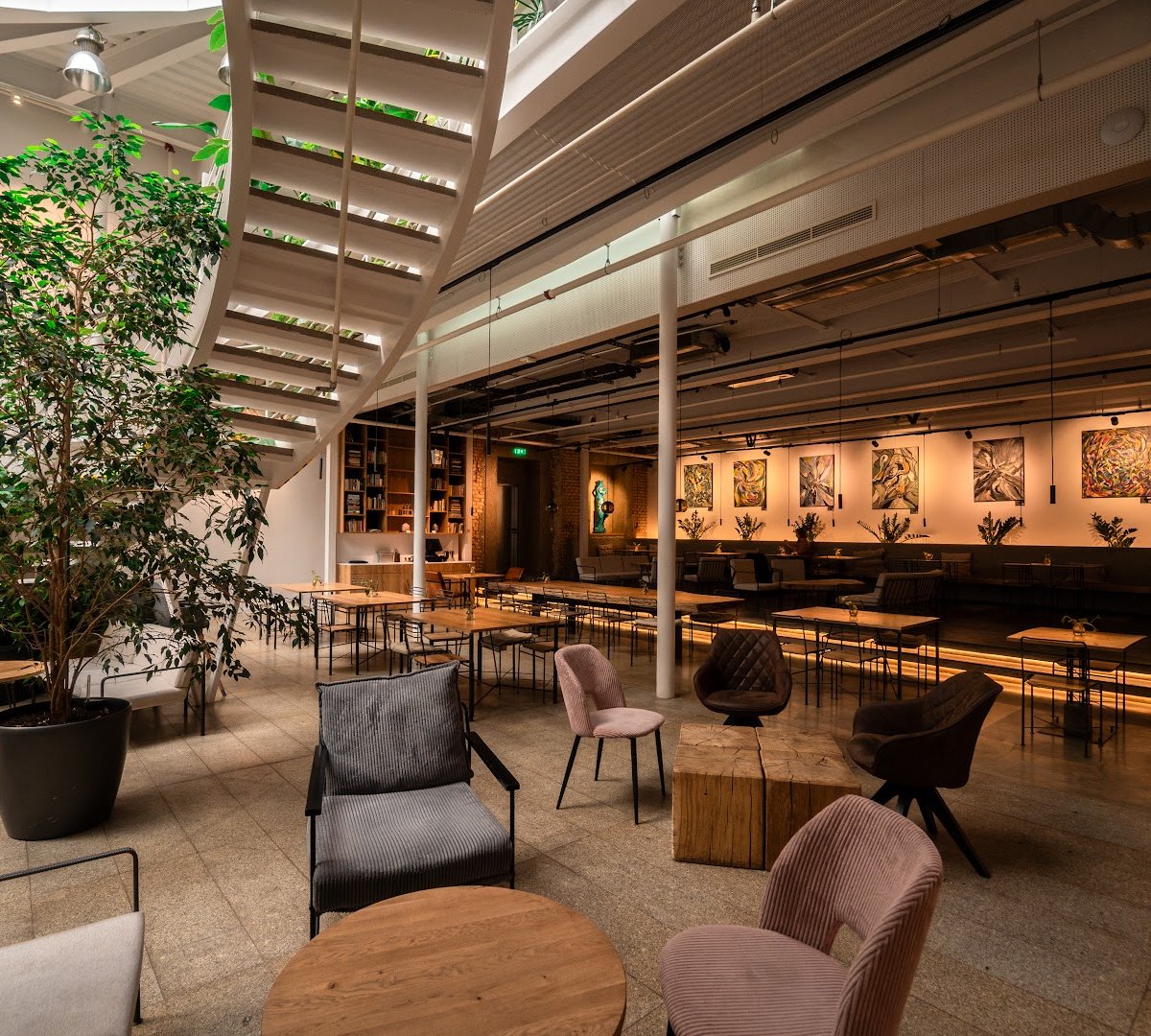 Interior of GRAM Restaurant, specialty coffee shop in Prague