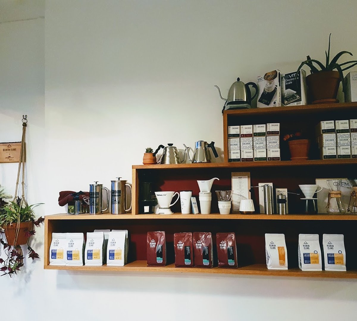 Interior of Reunion Coffee Roasters, specialty coffee shop in Toronto