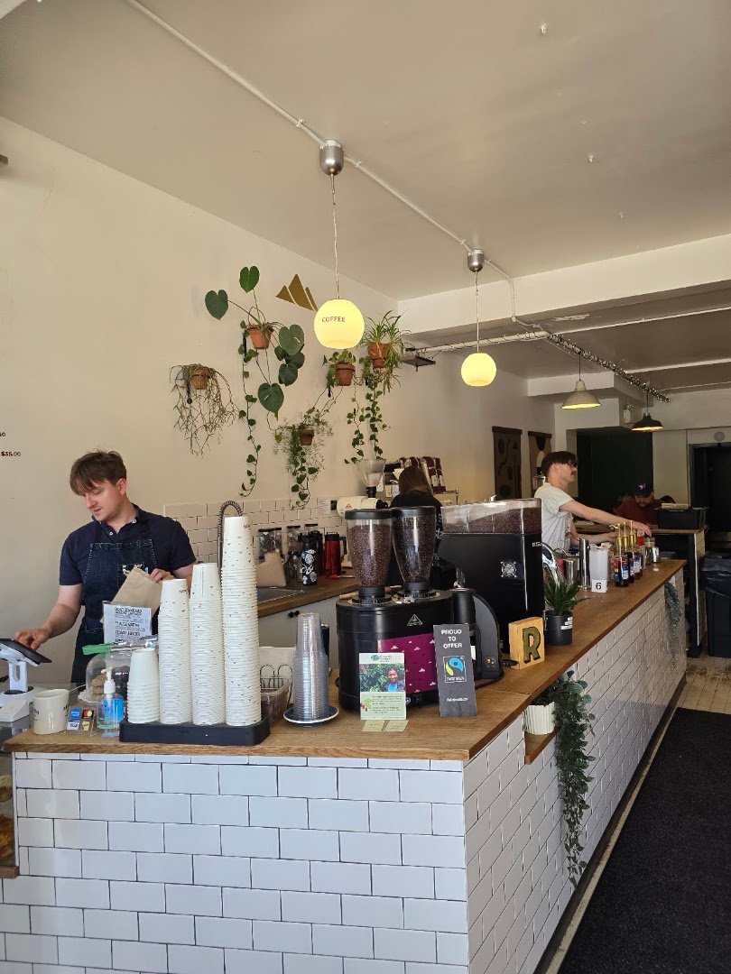 Interior of Reunion Coffee Roasters, specialty coffee shop in Toronto