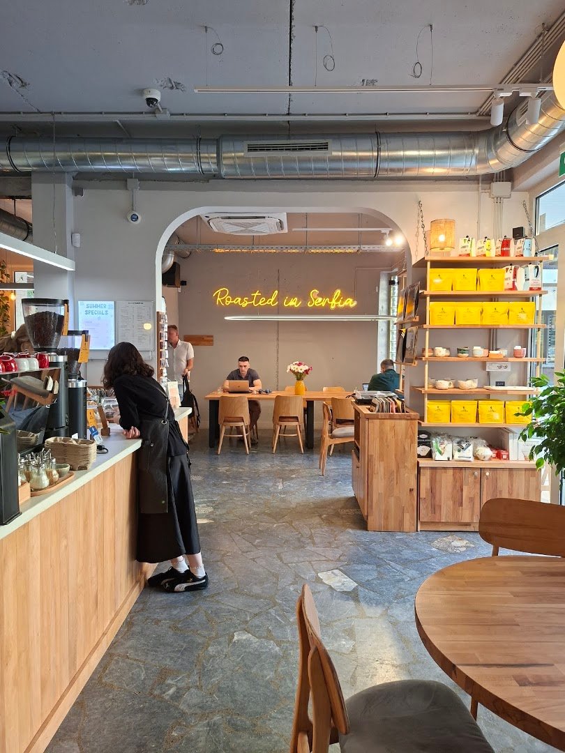 Interior of Rocket Coffee, specialty coffee shop in Belgrade