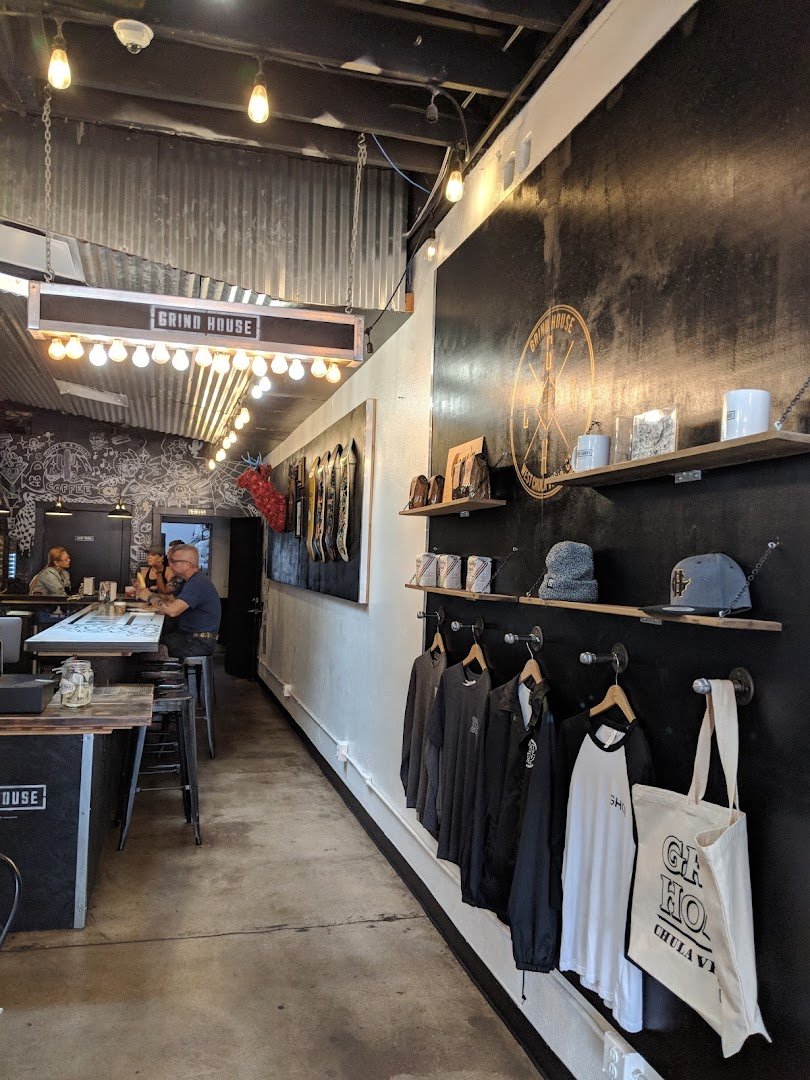 Interior of Grind House, specialty coffee shop in San Diego
