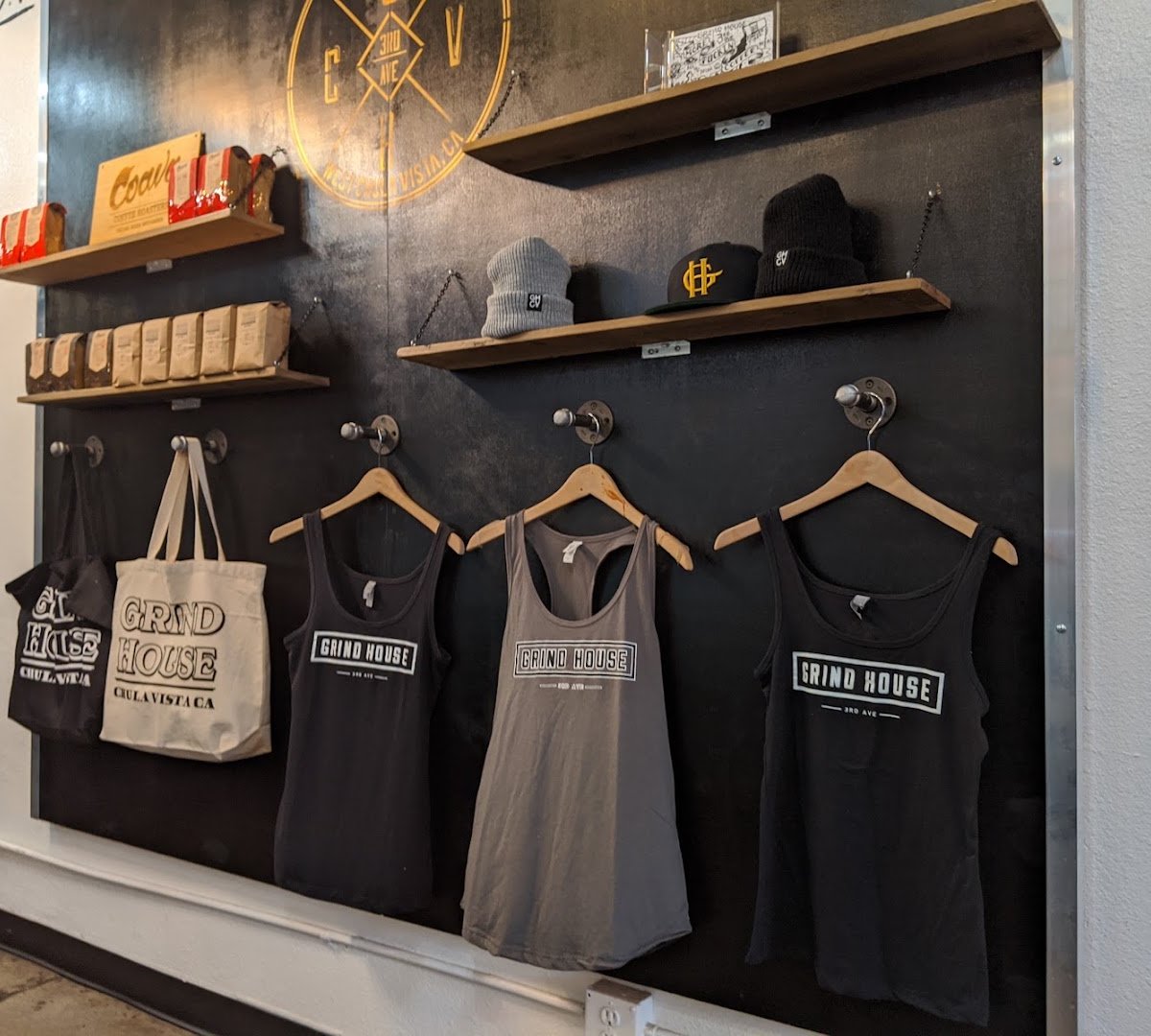 Interior of Grind House, specialty coffee shop in San Diego