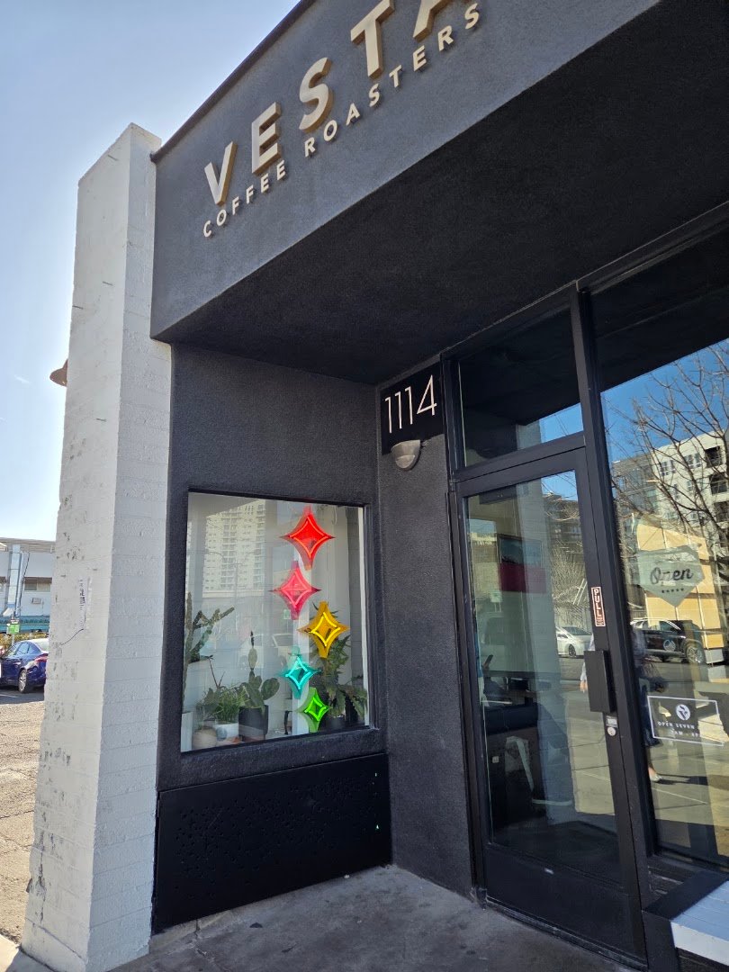 Storefront of Vesta Coffee Roasters, specialty coffee shop in Las Vegas
