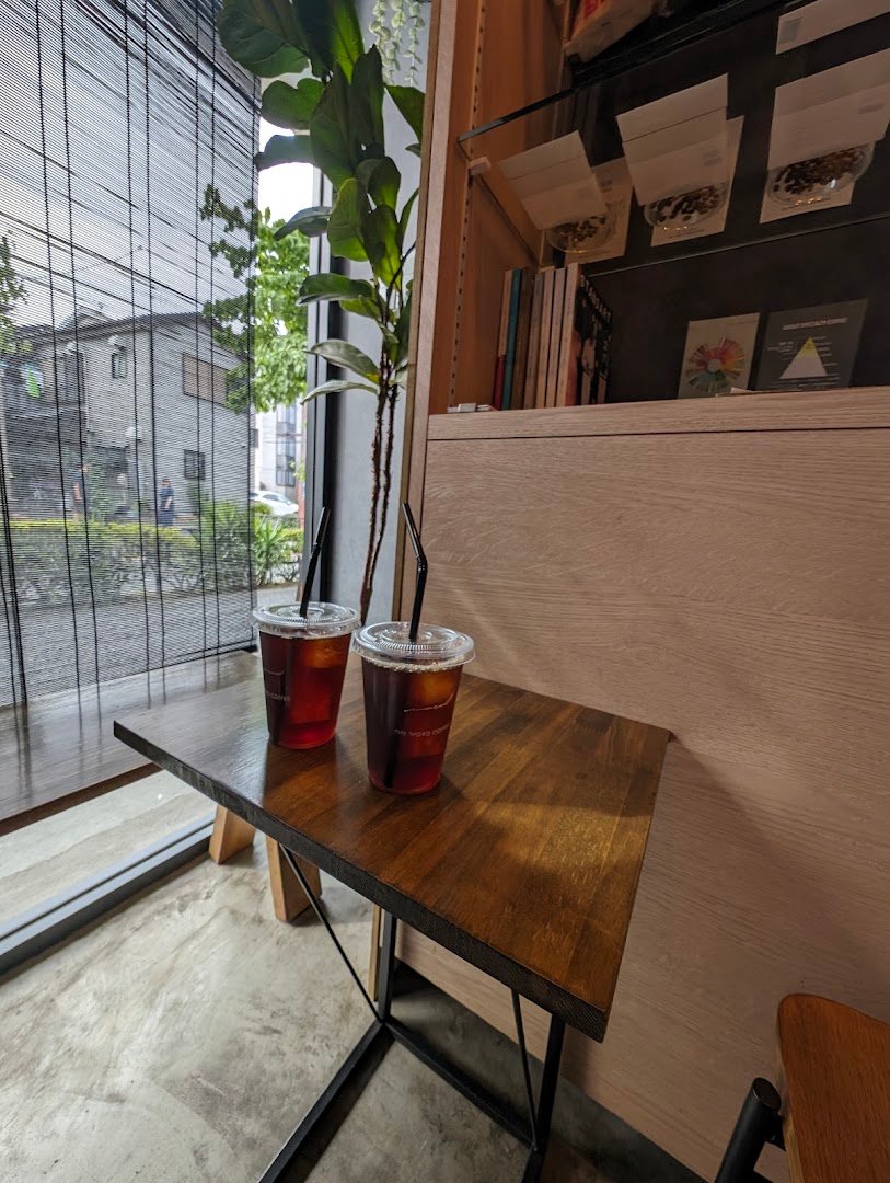 Interior of THE WORD COFFEE ROASTERS, specialty coffee shop in Tokyo