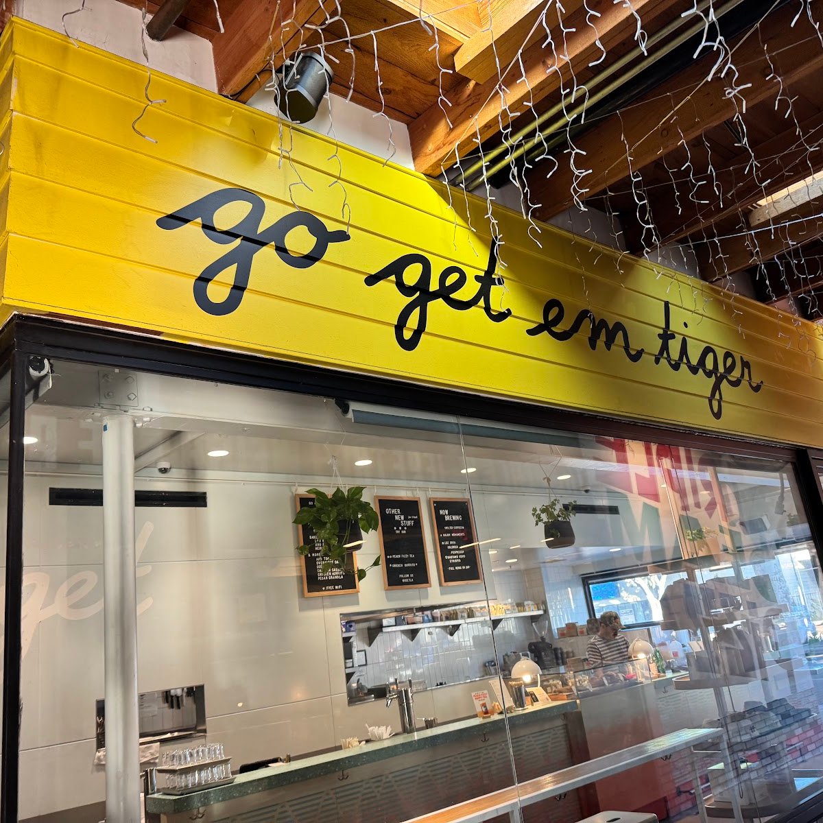Storefront of Go Get Em Tiger, specialty coffee shop in Los Angeles