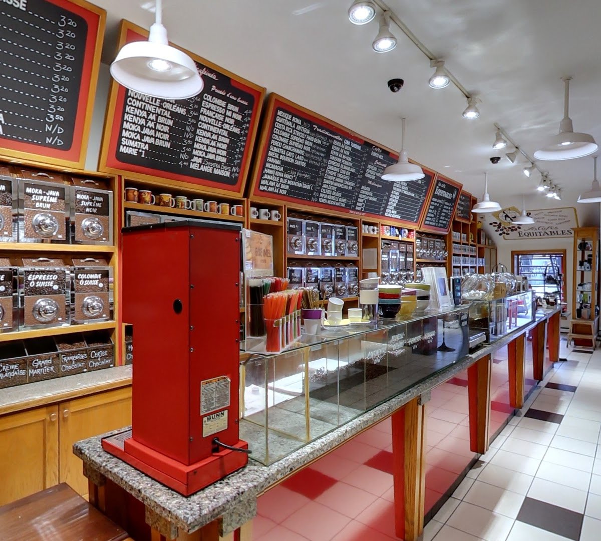 Interior of Brûlerie St-Denis, specialty coffee shop in Montreal