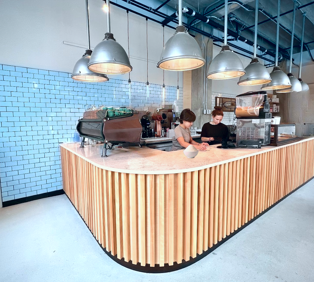 Interior of Pikolo Espresso Bar, specialty coffee shop in Montreal
