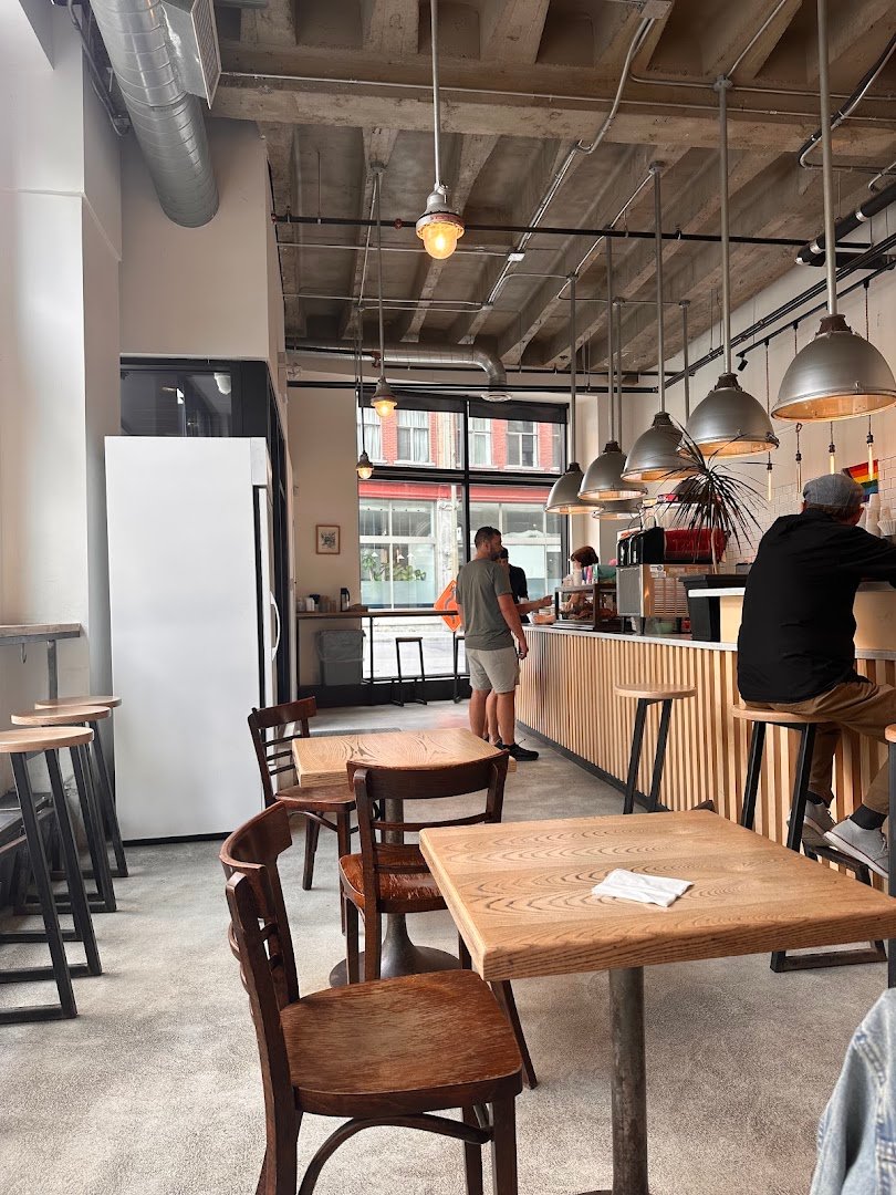 Interior of Pikolo Espresso Bar, specialty coffee shop in Montreal