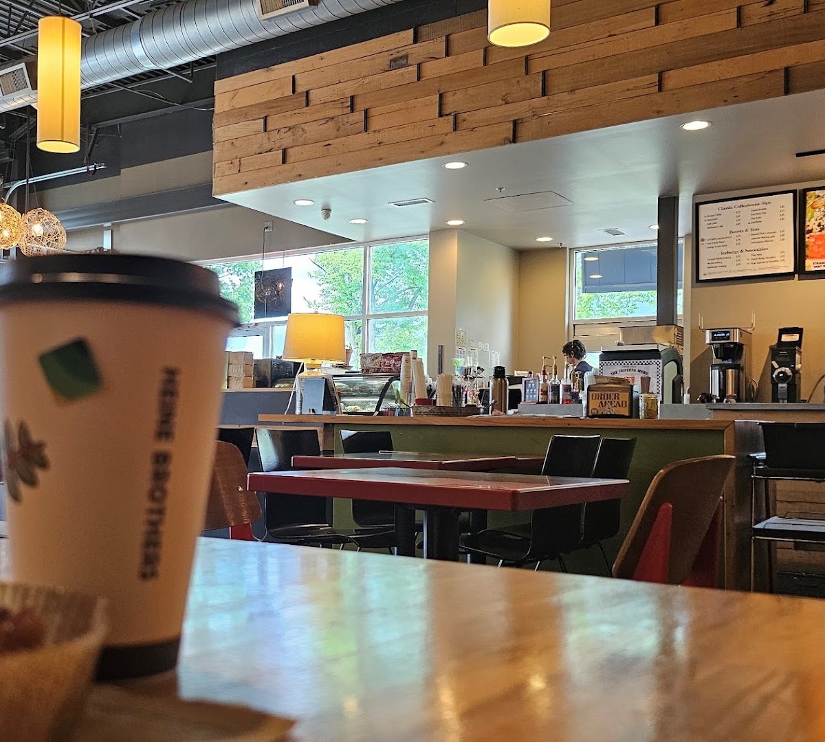 Interior of Heine Brothers Coffee - Blankenbaker, specialty coffee shop in Louisville