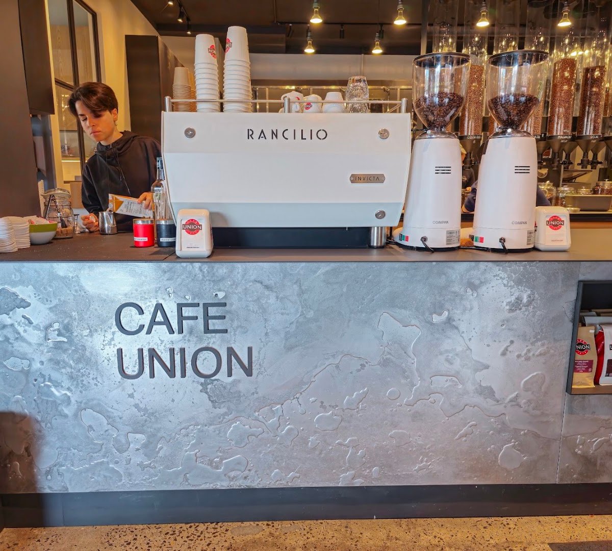 Interior of Café Union, specialty coffee shop in Montreal