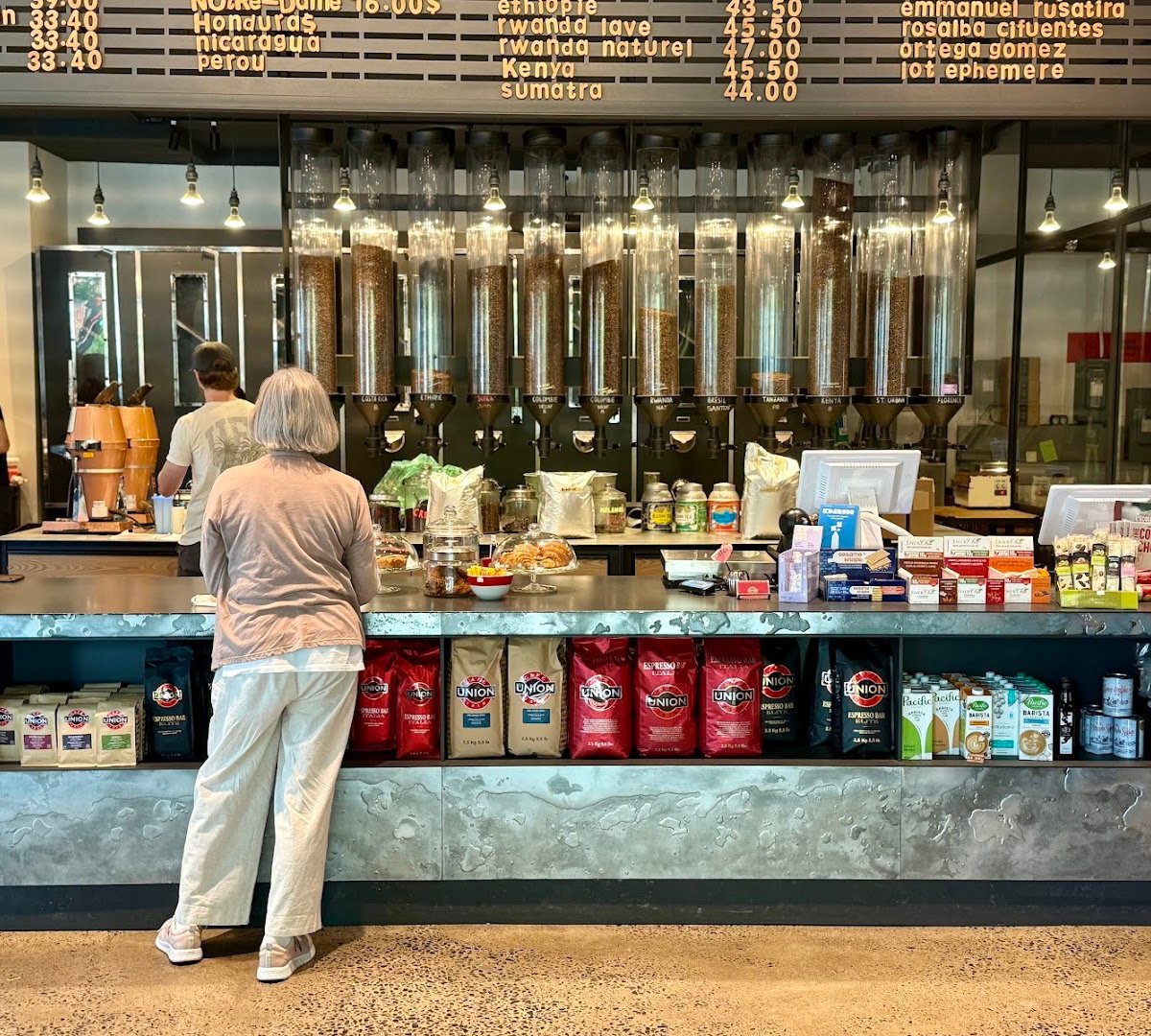 Interior of Café Union, specialty coffee shop in Montreal
