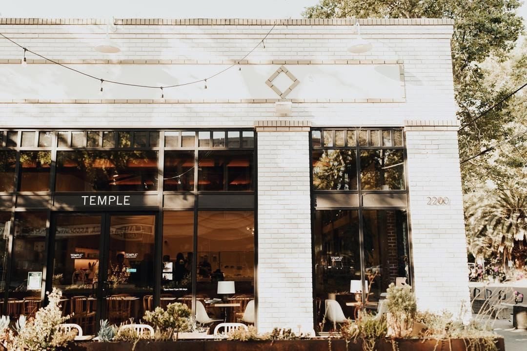 Storefront of Temple Coffee Roasters, specialty coffee shop in Sacramento