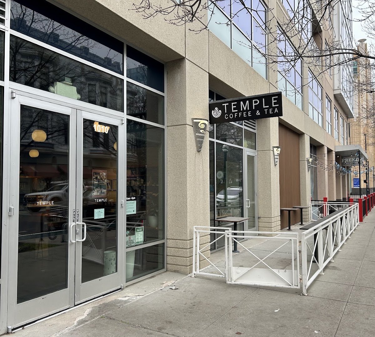 Storefront of Temple Coffee Roasters, specialty coffee shop in Sacramento