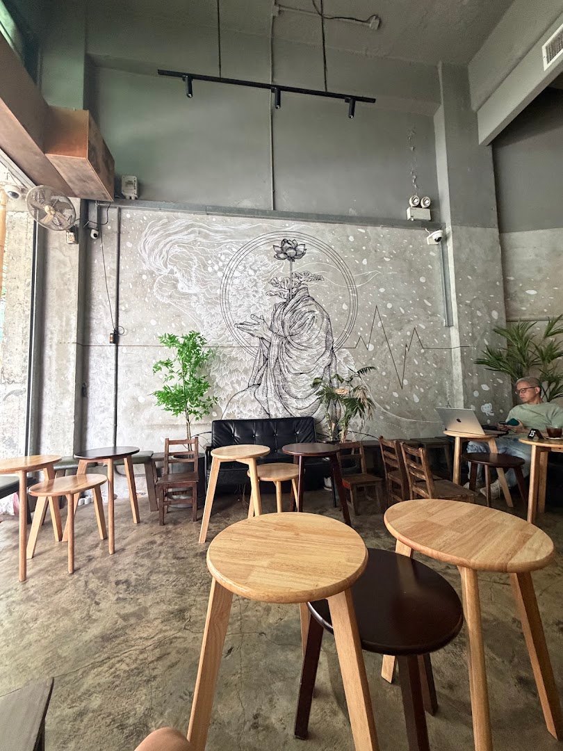 Interior of DOZY, specialty coffee shop in Hong Kong