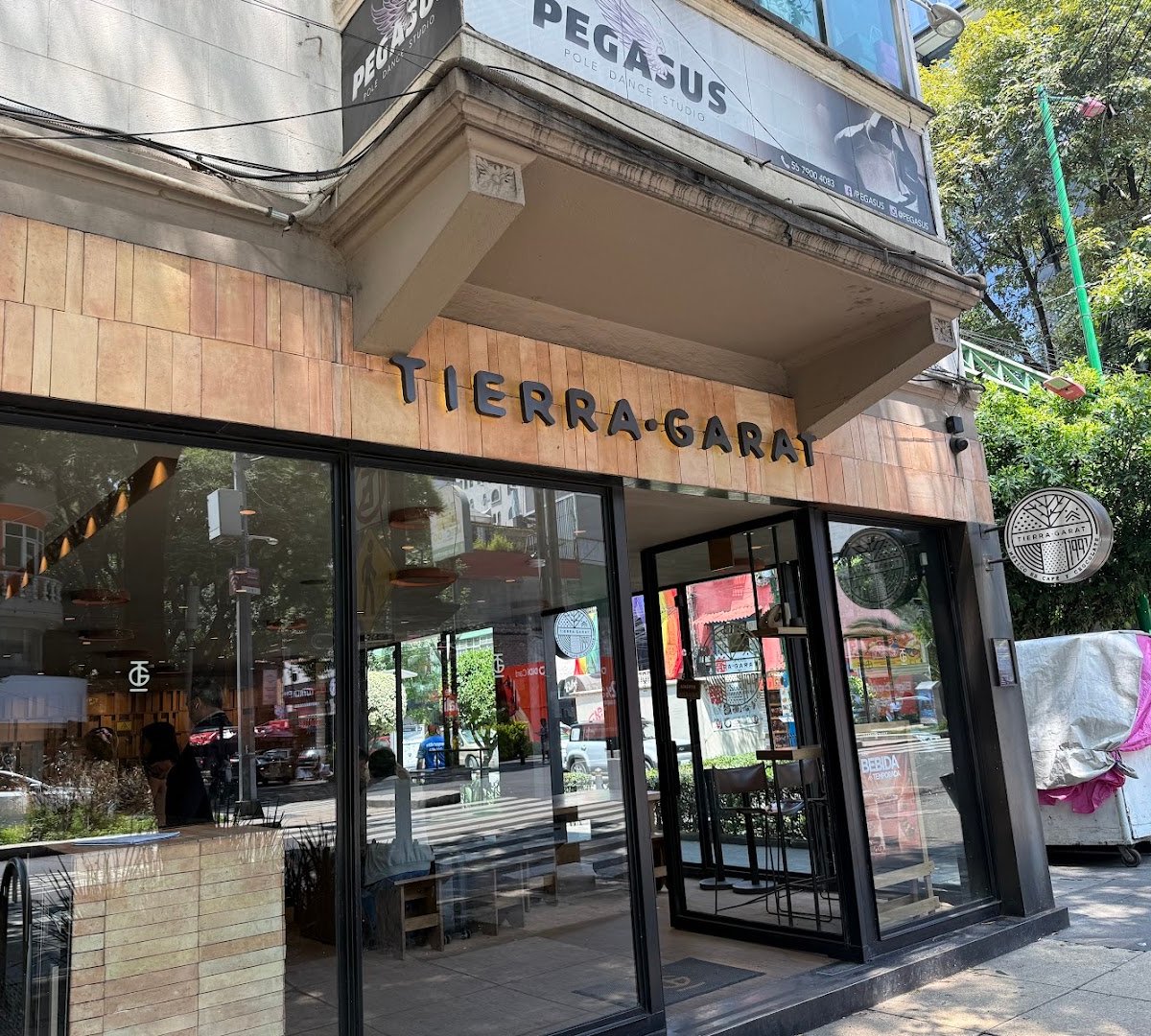 Storefront of Tierra Garat, specialty coffee shop in Mexico City