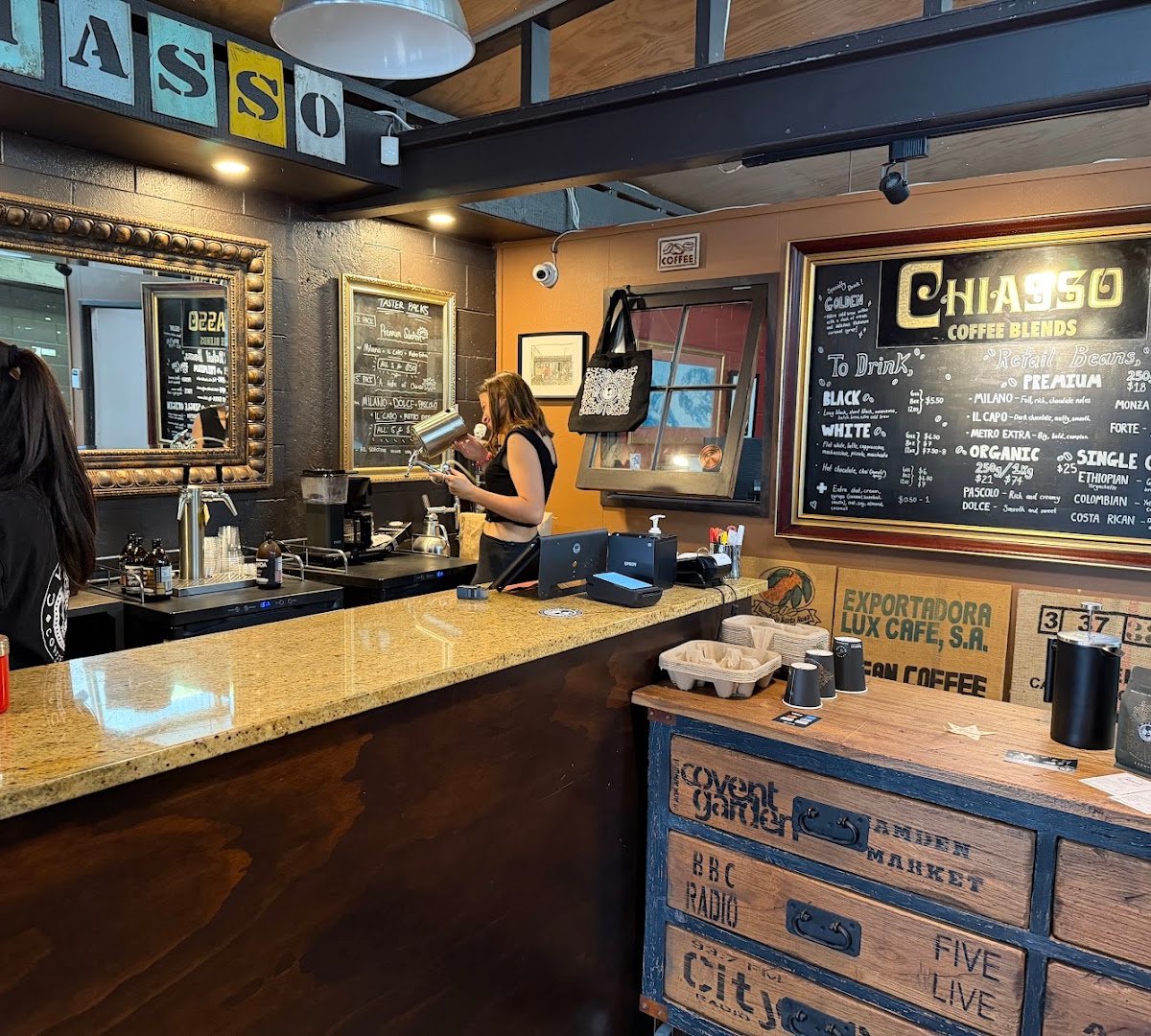 Interior of Chiasso Coffee Roasters, specialty coffee shop in Auckland