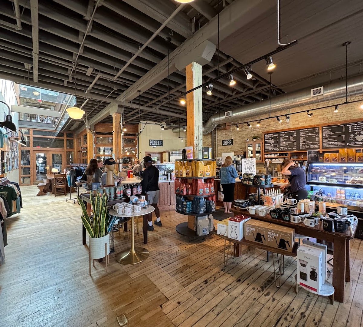 Interior of Stone Creek Coffee - Factory Café, specialty coffee shop in Milwaukee