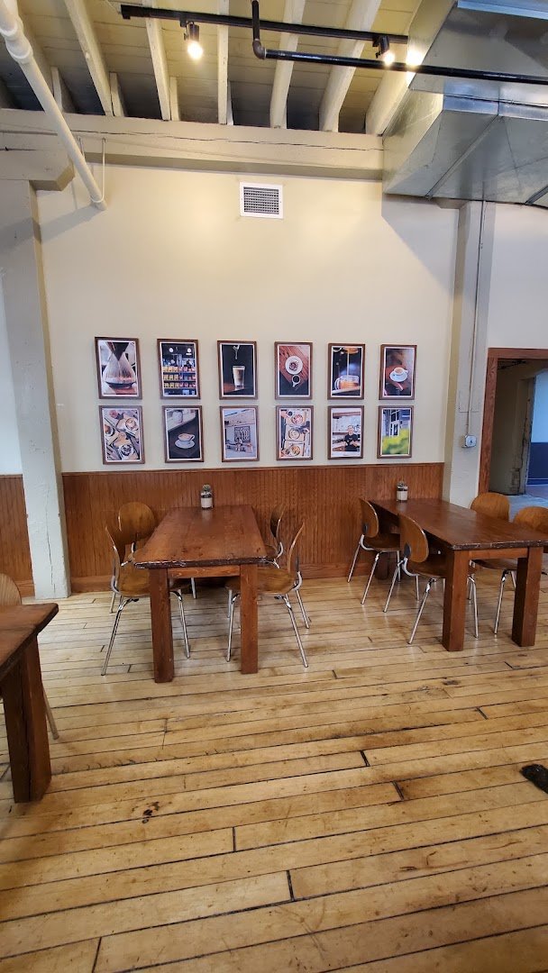 Interior of Stone Creek Coffee - Factory Café, specialty coffee shop in Milwaukee