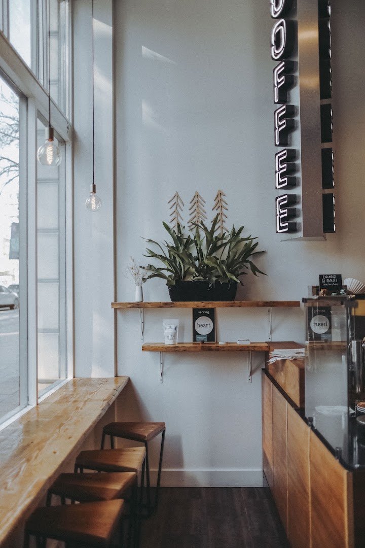 Interior of Three Pines Coffee, specialty coffee shop in Salt Lake City