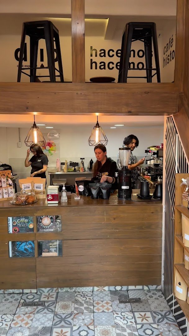 Interior of Drip Specialty Coffee, specialty coffee shop in Mexico City