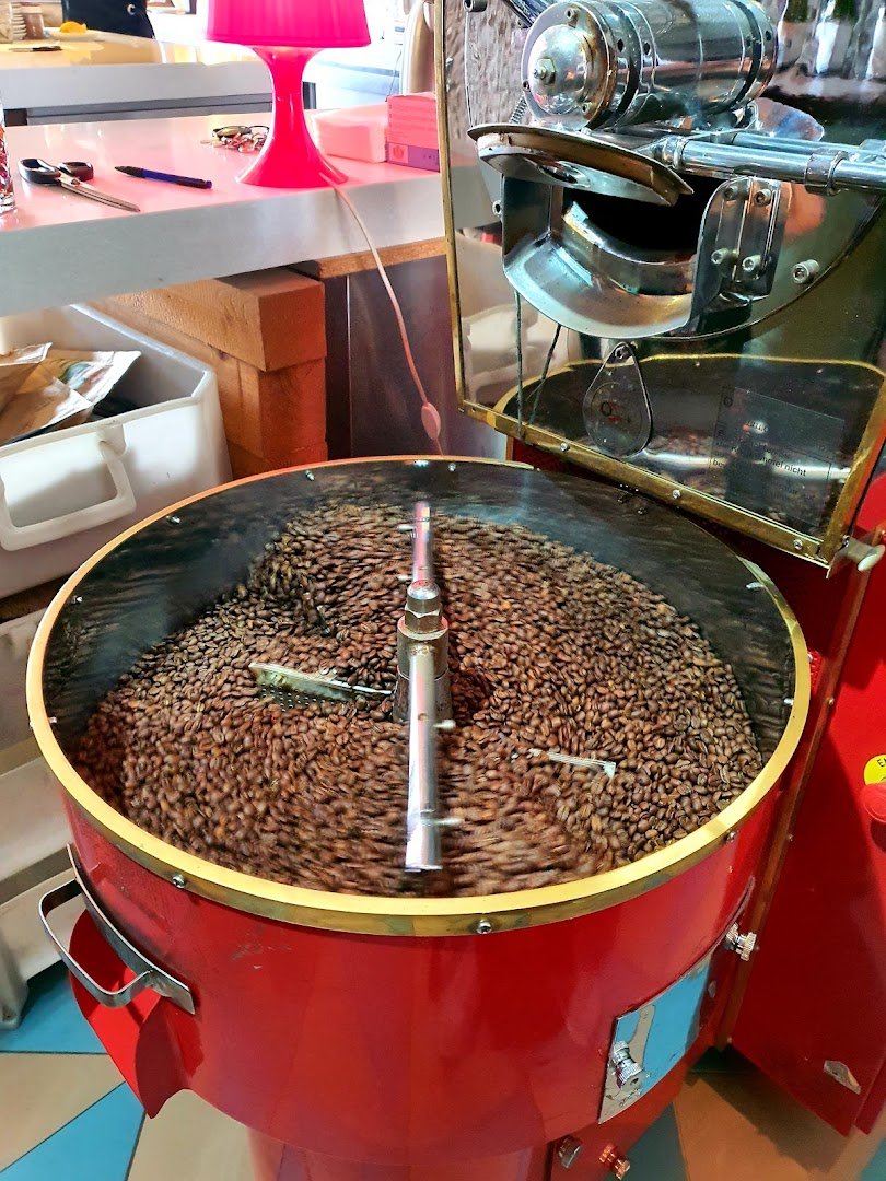 Interior of Pržionica, specialty coffee shop in Belgrade