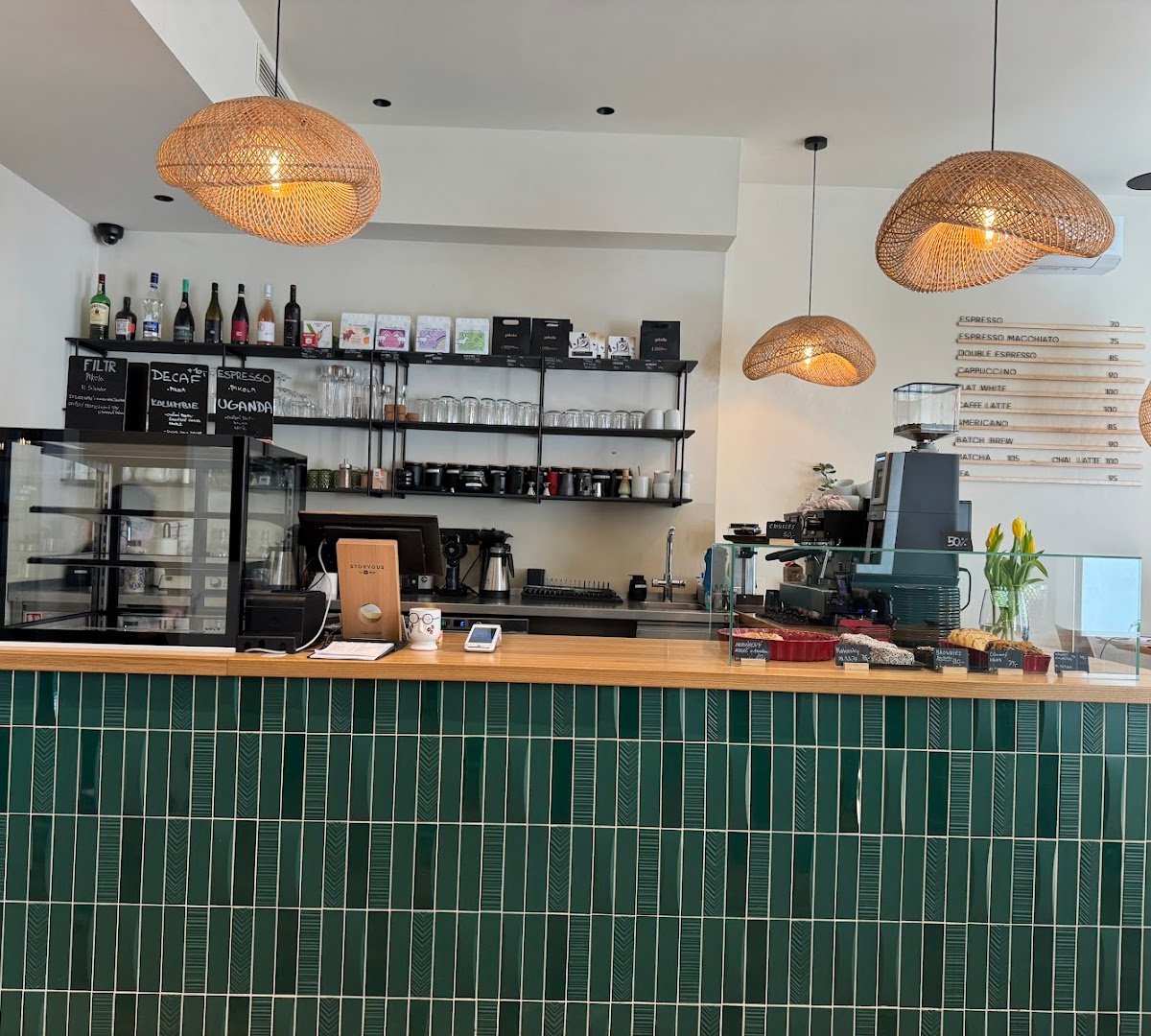 Interior of Kafe Oliva, specialty coffee shop in Prague