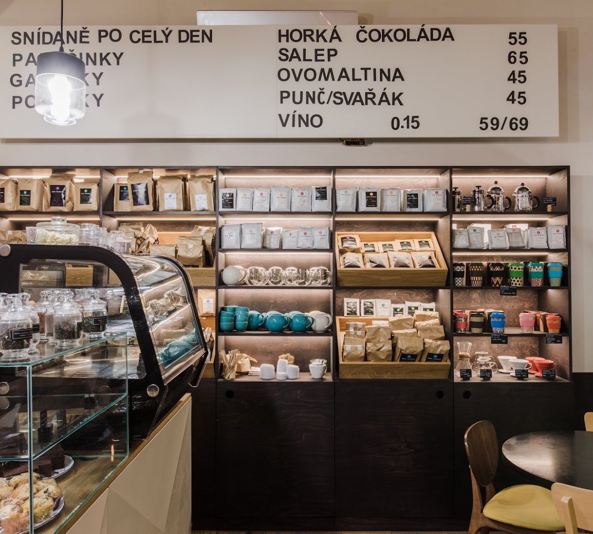 Interior of Kafe Francin, specialty coffee shop in Prague